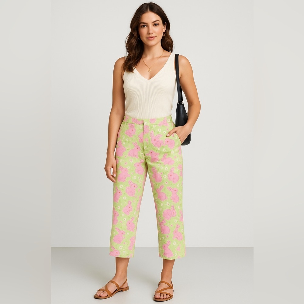 Lilly Pulitzer | Key West Circus Elephant Capri Pants Coin Pocket Vintage - Picture 2 of 8